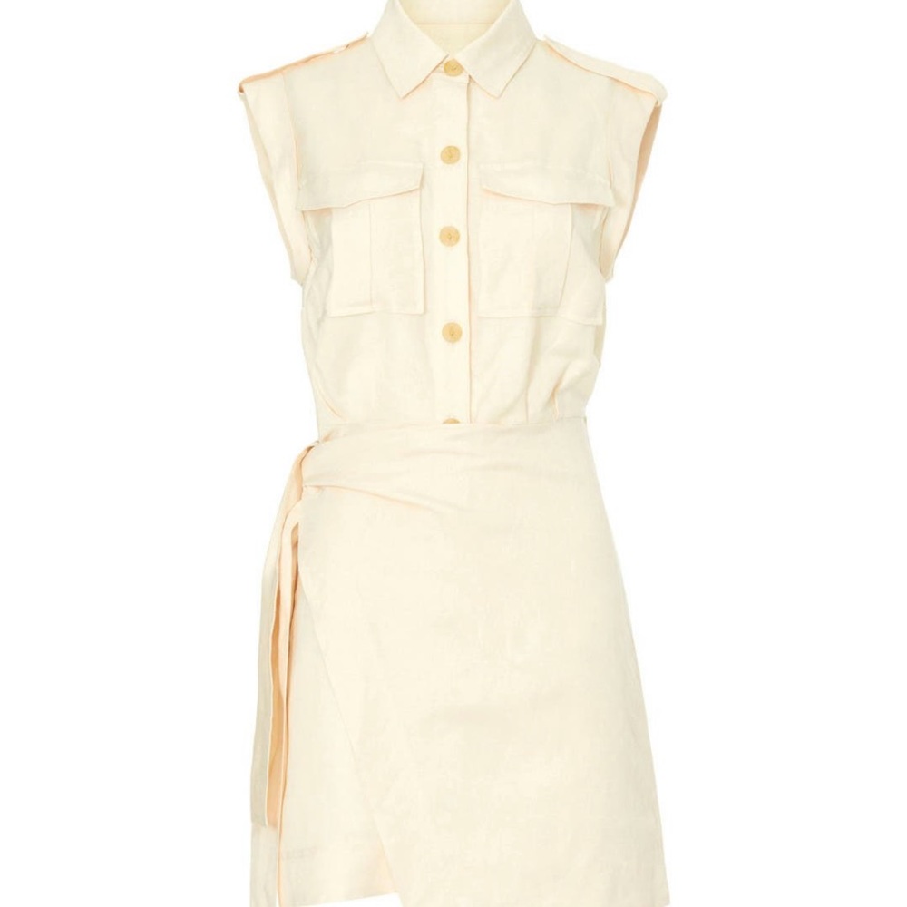 Derek Lam Cream Sleeveless Button-Front Dress